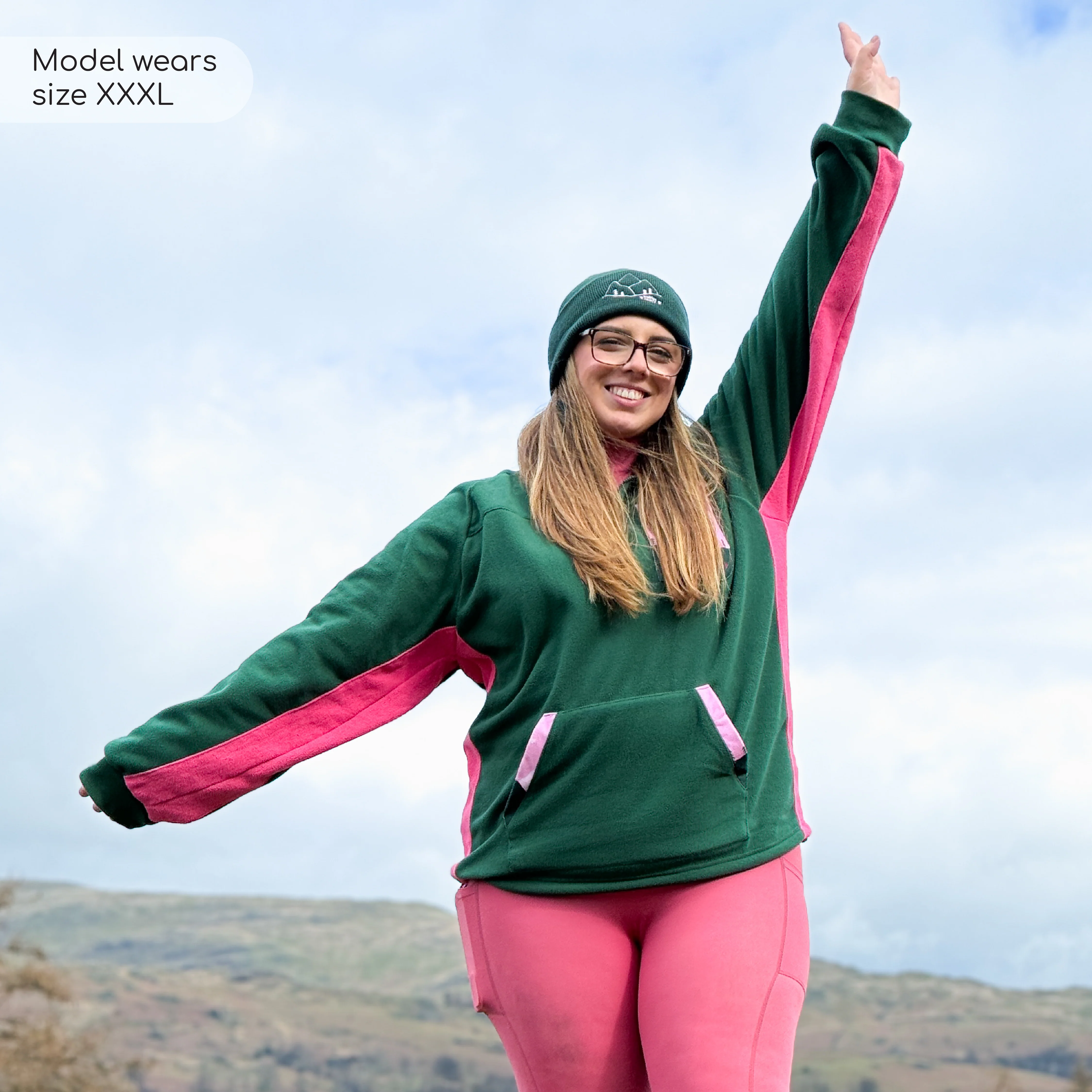 1/4 Zip Fleece - Walkies Ready® Fleece - Pink/Green - Image 11