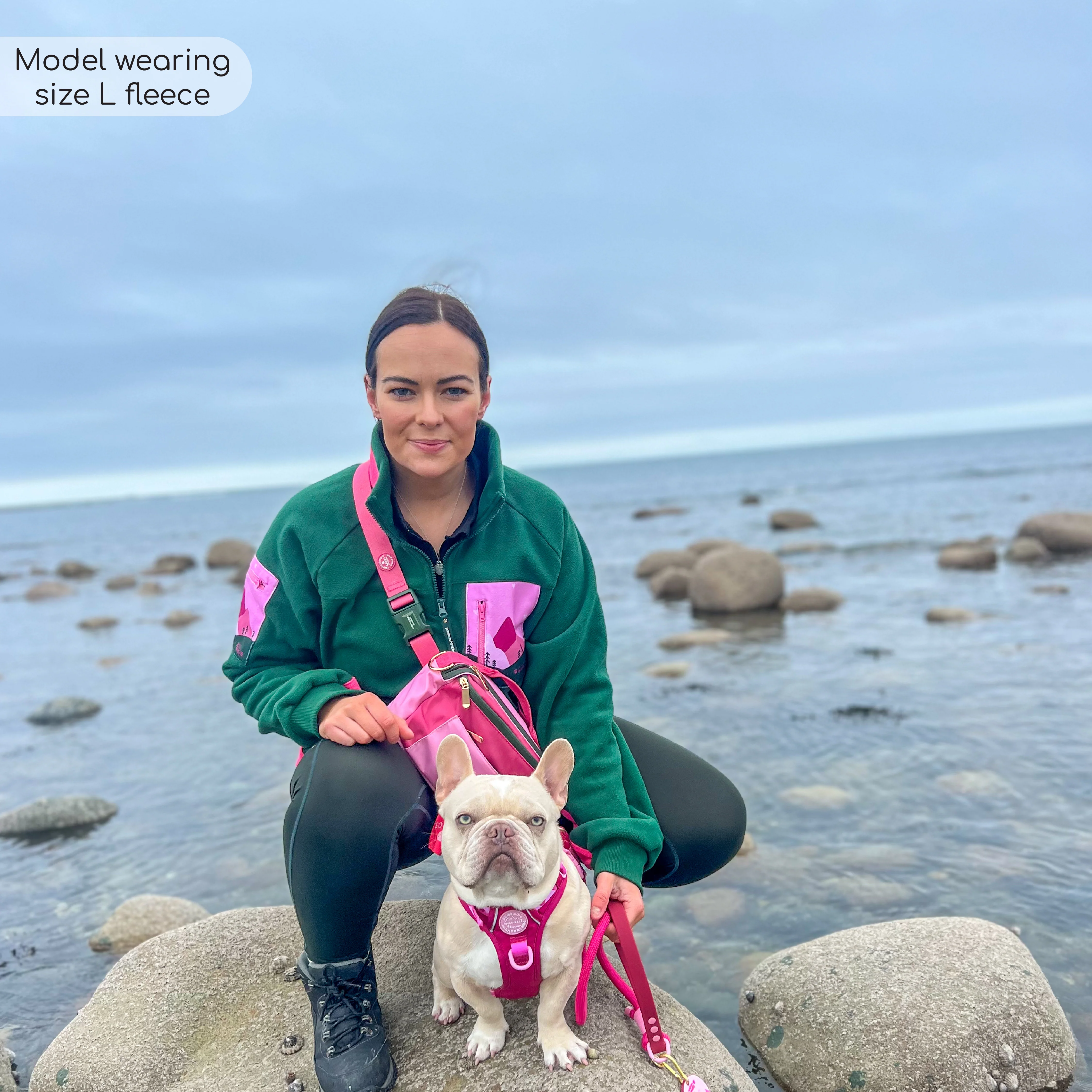 1/4 Zip Fleece - Walkies Ready® Fleece - Pink/Green - Image 12