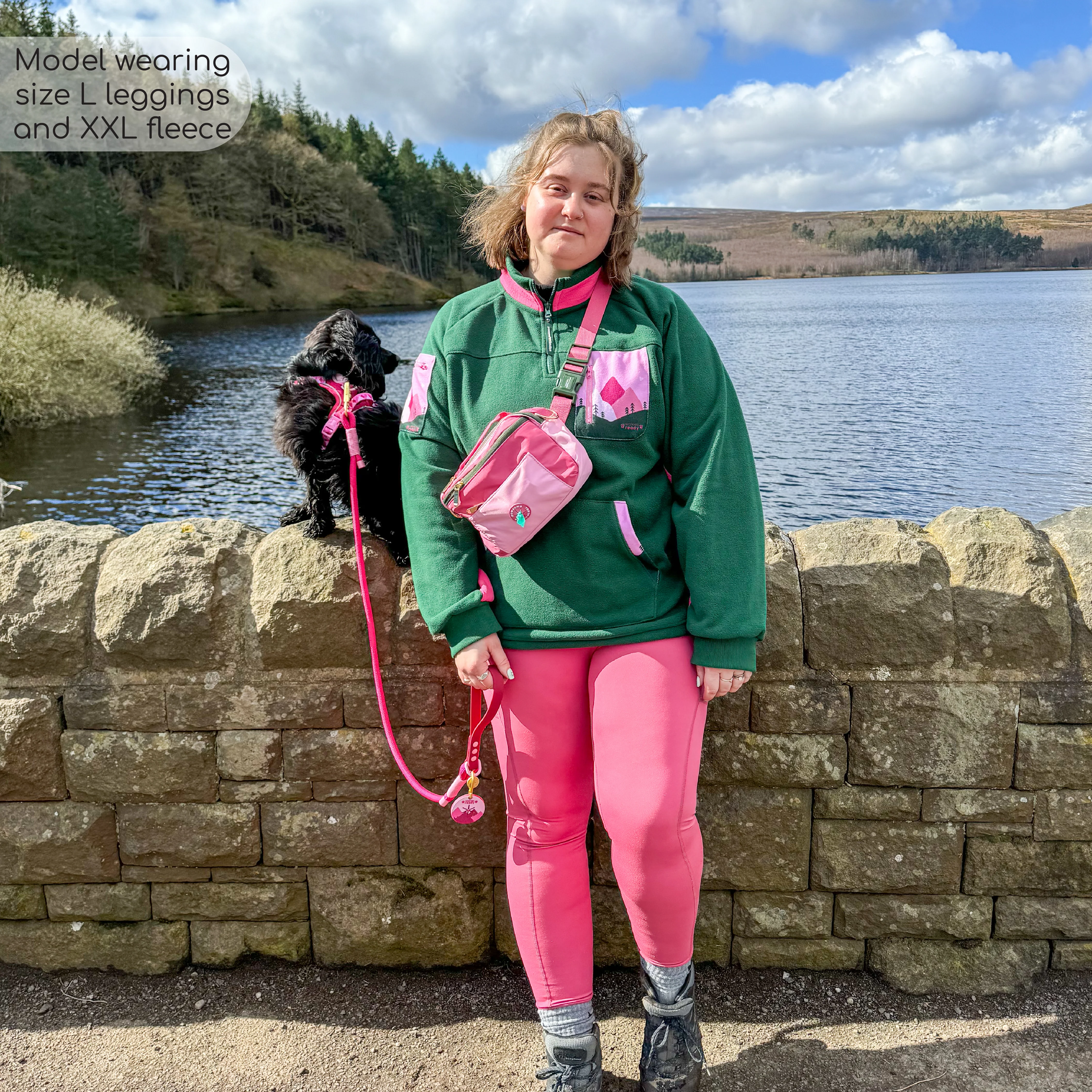1/4 Zip Fleece - Walkies Ready® Fleece - Pink/Green - Image 7