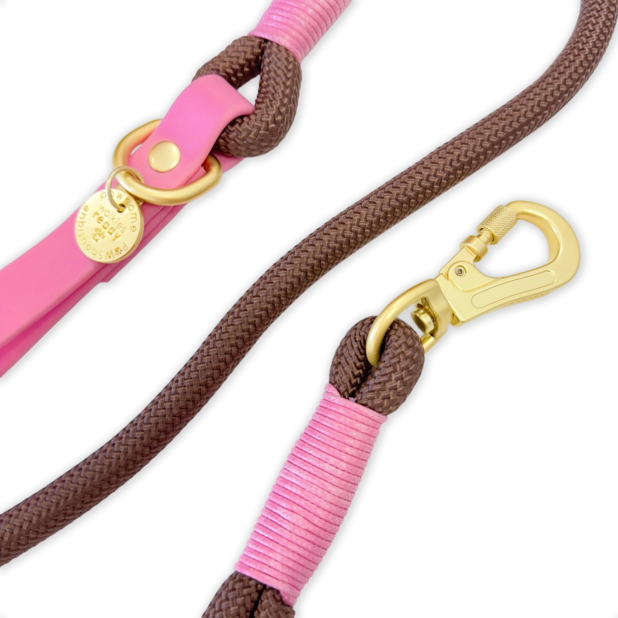 4ft Rope Lead - Brown + Pink - Image 3