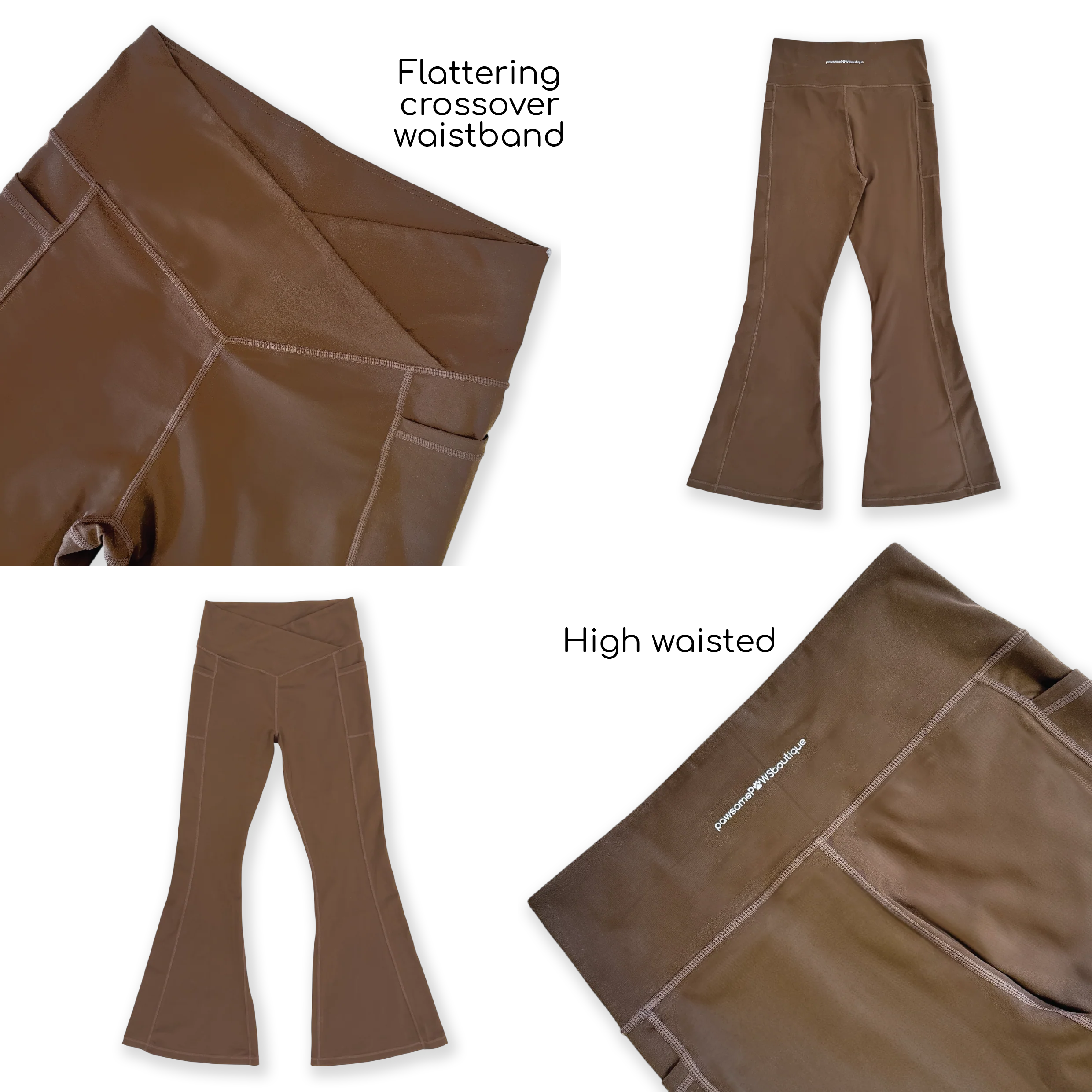Flared Leggings - Brown - Image 4