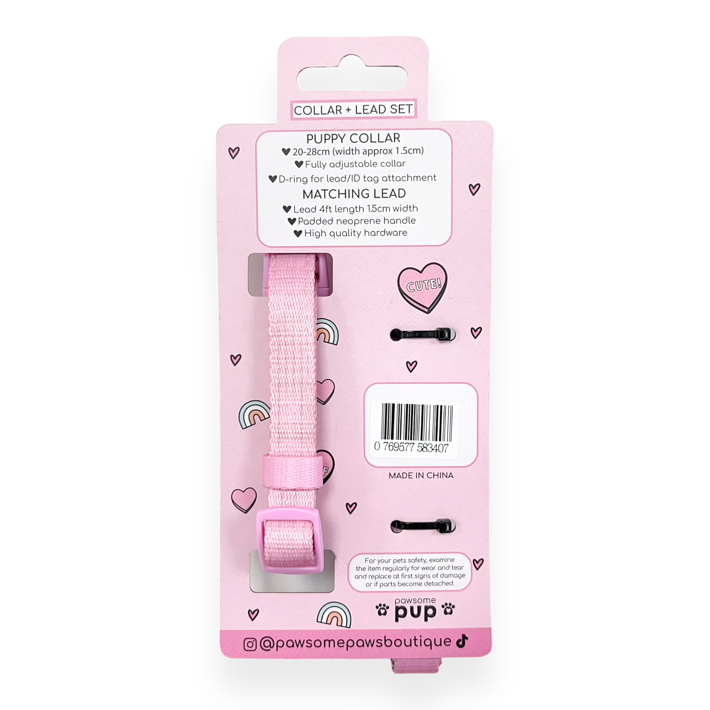 Pawsome Pup Collar and Lead Set - Pink - Image 4