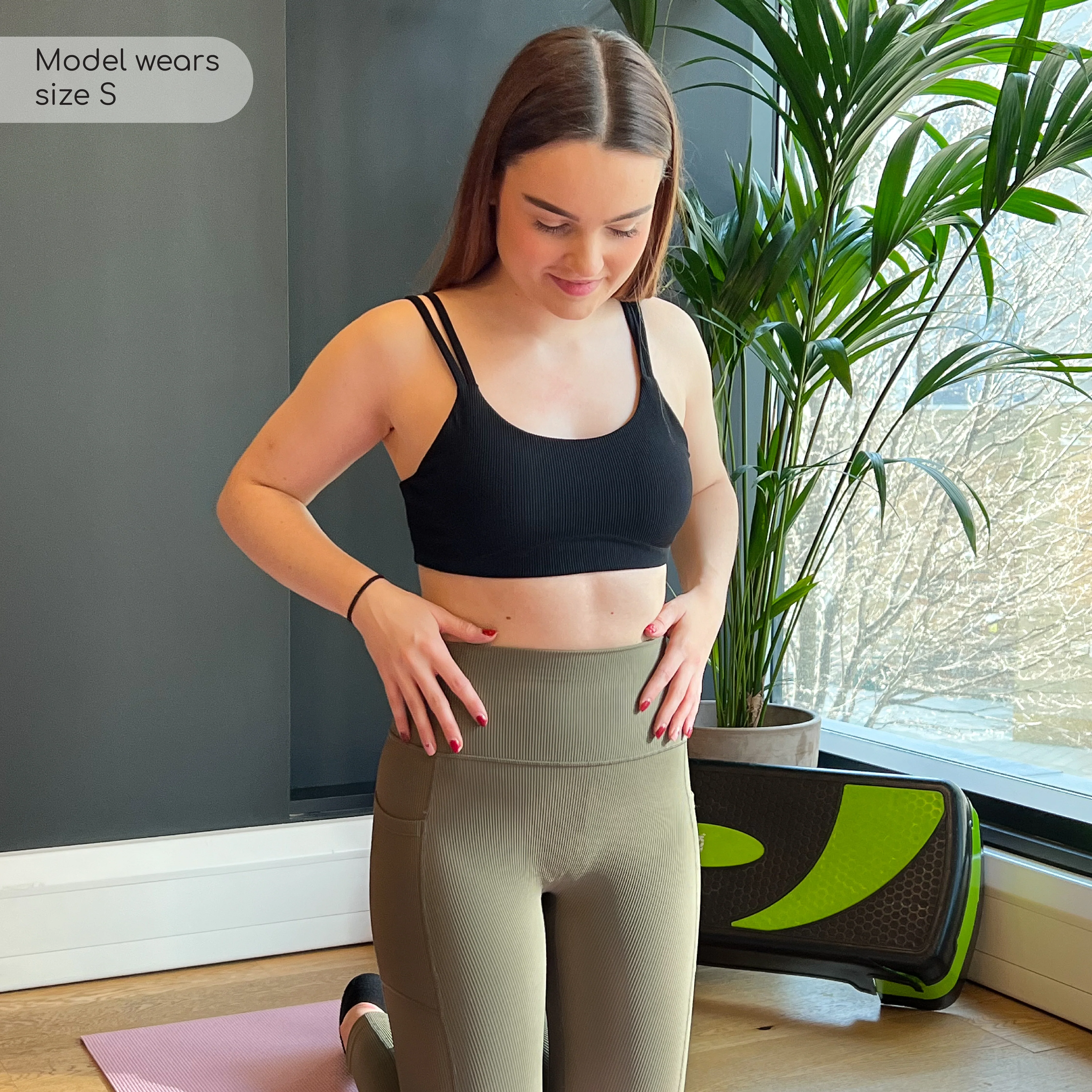 Ribbed Leggings - Olive - Image 16